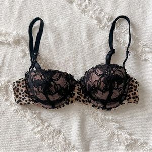 Victoria’s Secret leopard and lace balconette push up bra